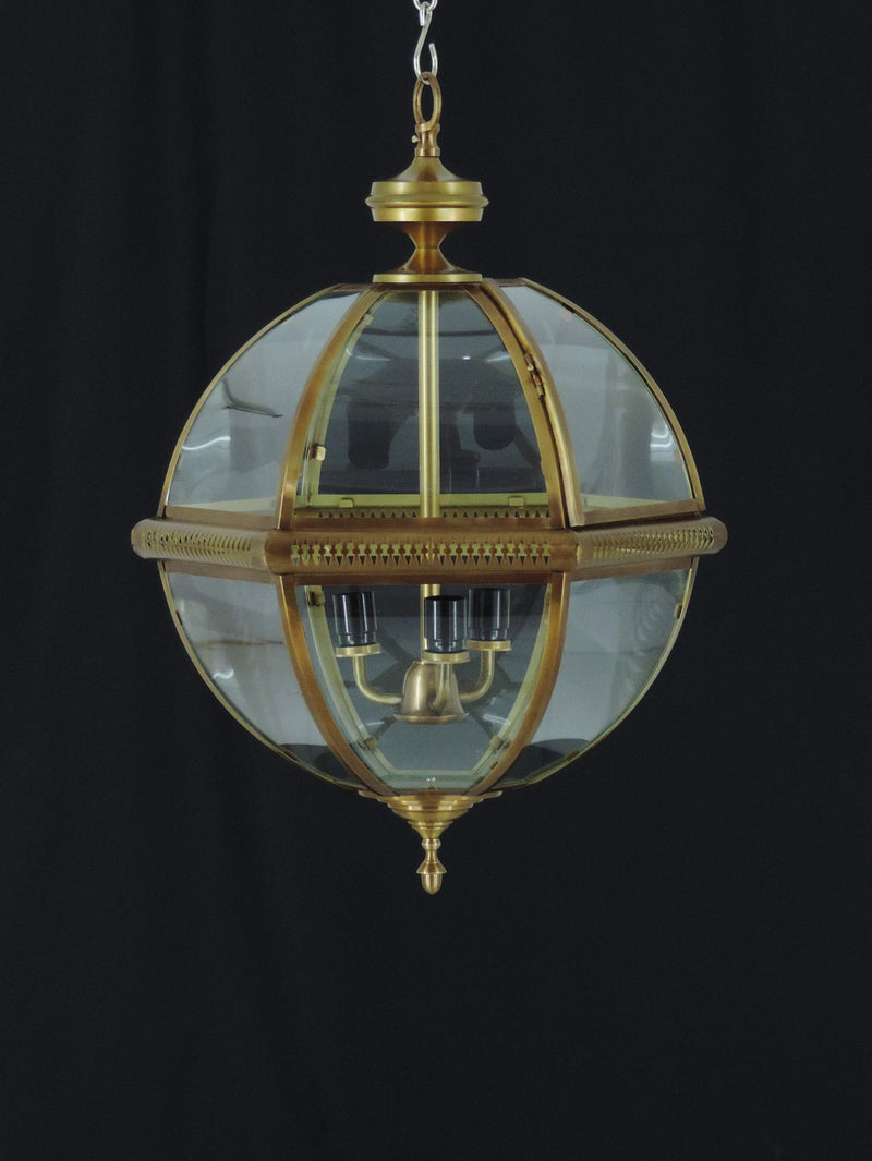 Fluted Design Brass Antique Ball Pendant Light Medium