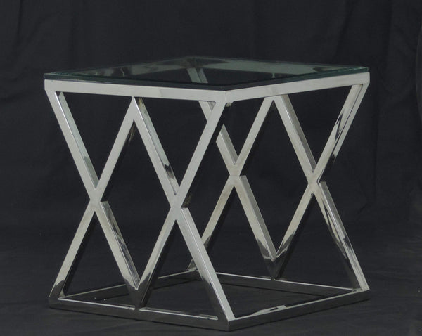 Stainless Steel And Glass Side Table