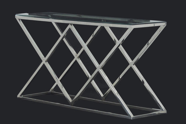 Stainless Steel And Glass Console Table