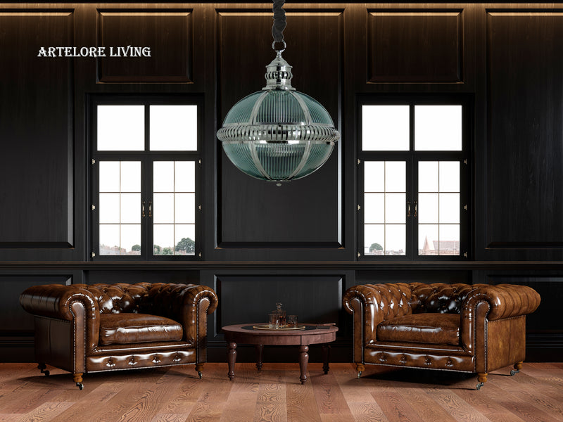 FLUTED DESIGN NICKEL PLATED BALL PENDANT LIGHT
