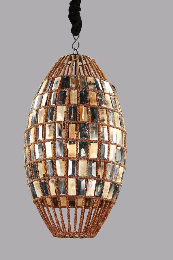 Bone Plates Fitted Drum Pendant Light On Sale