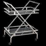Stylish Steel And Black Glass Beverage Serving Trolley