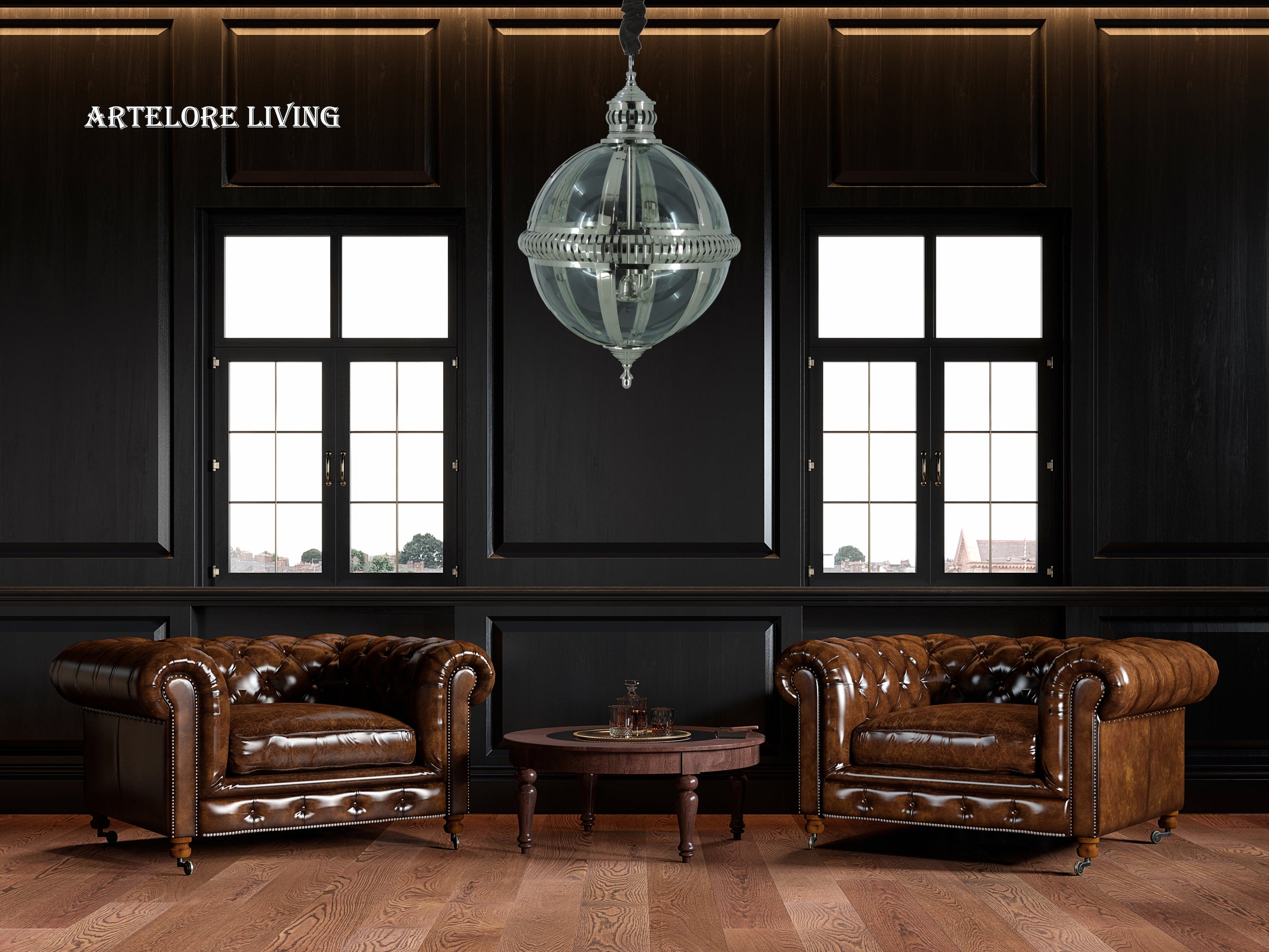 FLUTED GLASS NICKEL FINISHED BALL PENDANT LIGHT