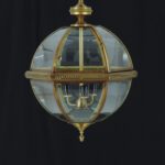 Fluted Design Brass Antique Ball Pendant Light Medium