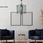 BRASS AND RIPPED GLASS PENDANT LIGHT MEDIUM