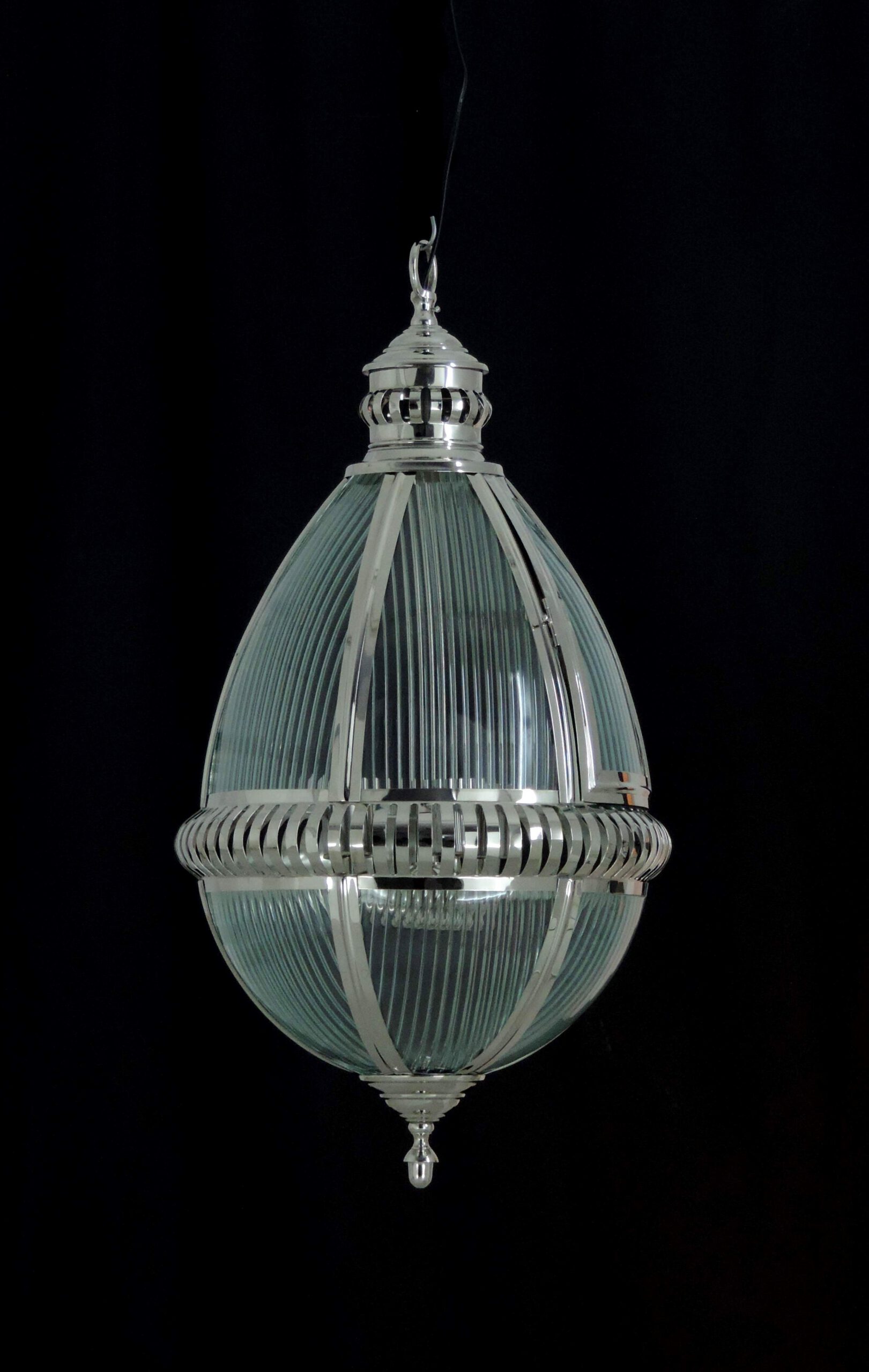 Fluted Design Nickel Plated Drop Pendant Light