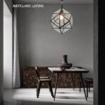 BRASS AND FLUTED GLASS GEOMETRIC PENDANT LIGHT