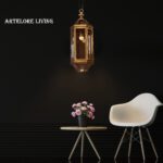 Brass And Brown Glass Cylindrical Pendant Light