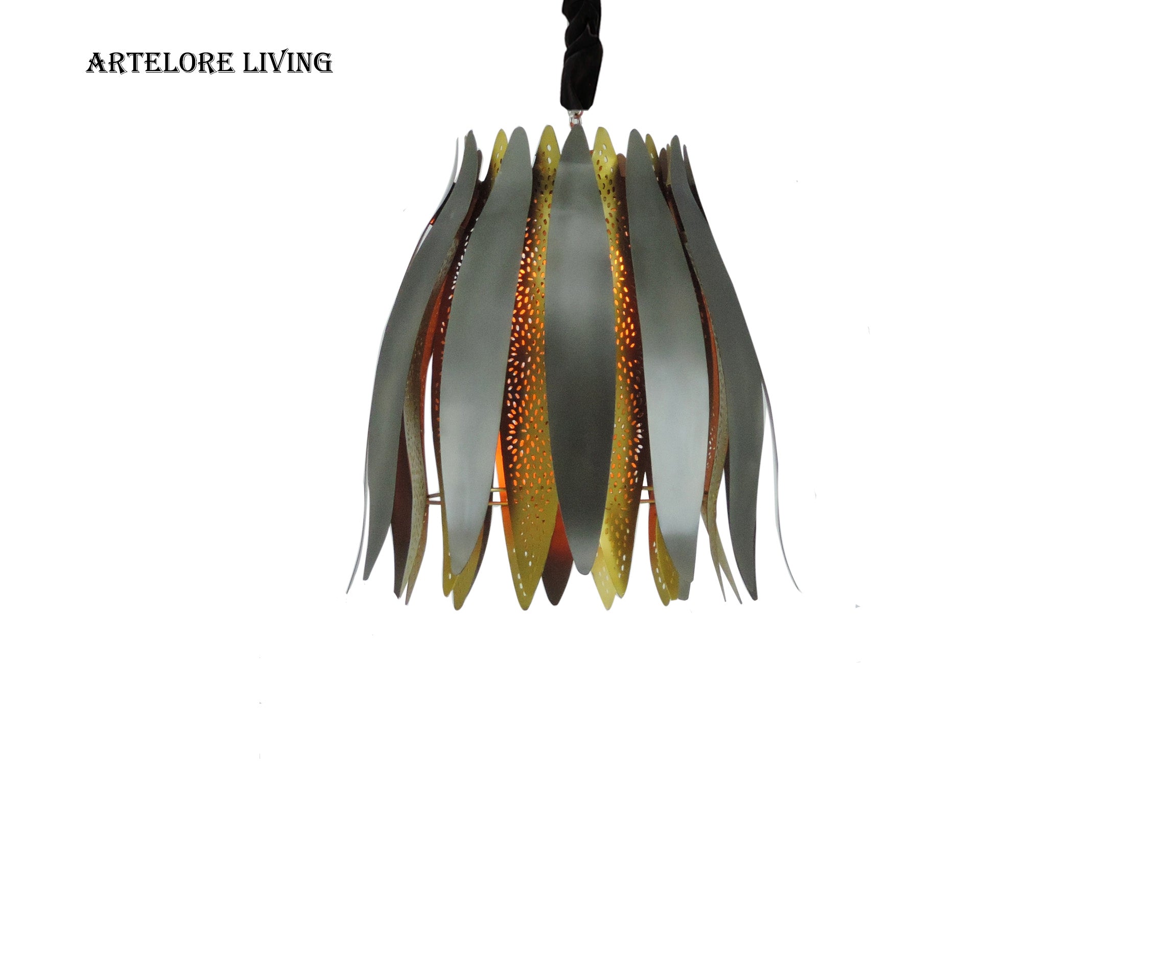 IRON LEAF DESIGN HANGING PENDANT LIGHT SMALL