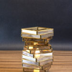 Brass And Brown Glass Table Lamp