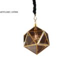 BEAUTIFUL BRASS AND BROWN GLASS GEOMETRIC SHAPE PENDANT LIGHT