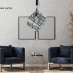 Brass And Beveled Clear Glass Pendant Light Large