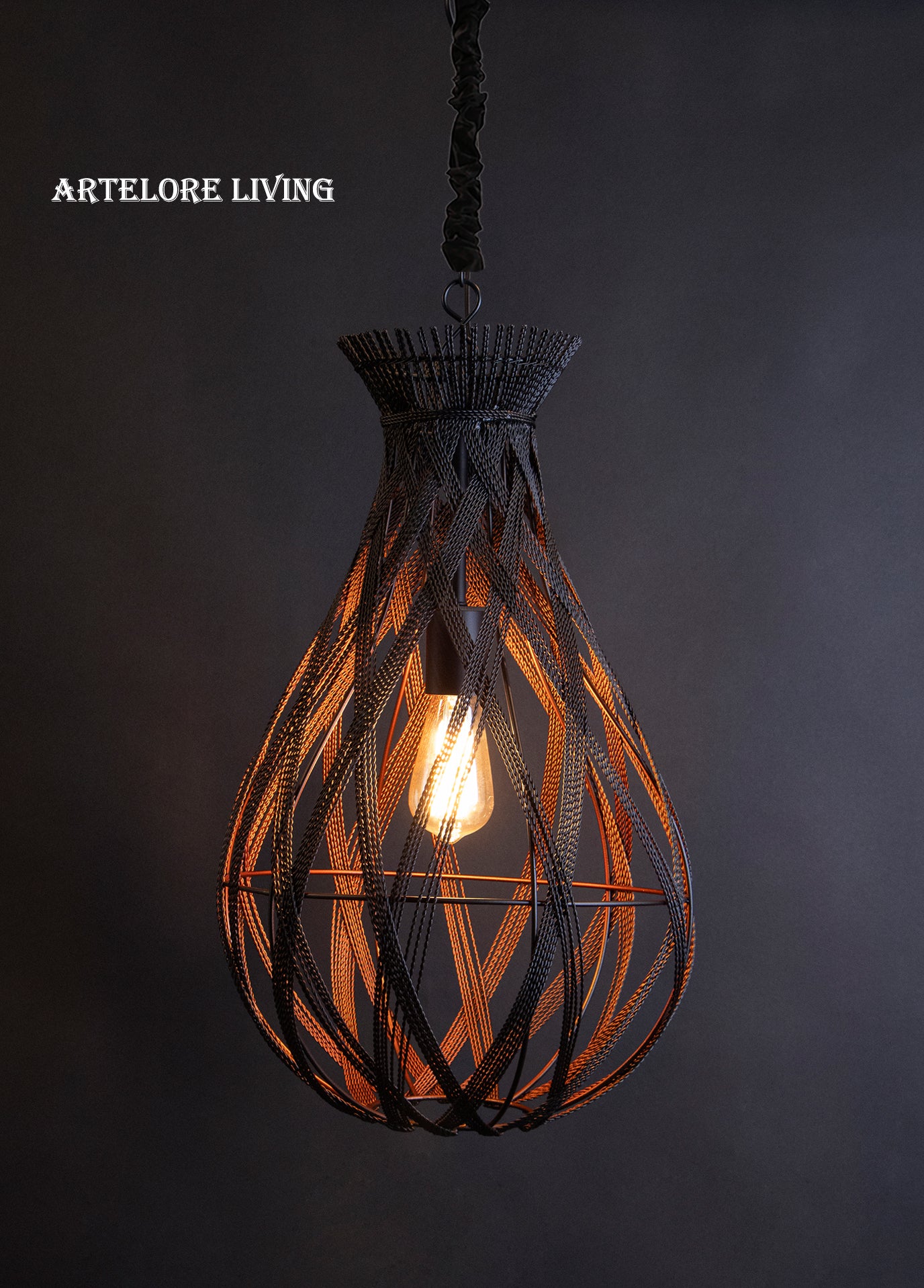 METAL HANGING PENDANT LIGHT, WIRE MESH METAL CAGE