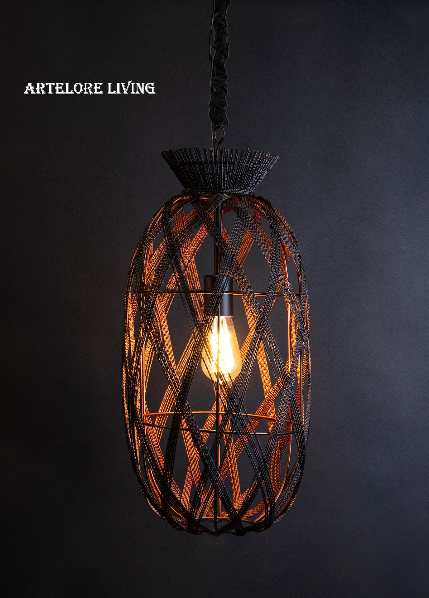 METAL HANGING PENDANT LIGHT, WIRE MESH METAL CAGE