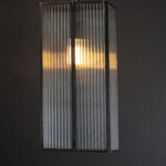 Brass And Ribbed Glass cylinder Pendant Light Large