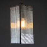 Brass And Ribbed Glass Cylinder Pendant Light
