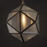 Brass And Ribbed Glass Geometric Pendant Light