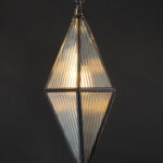 Brass And Ribbed Glass Pendant Light
