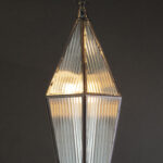 Brass And Ribbed Glass Pendant Light