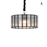 Ribbed Glass And Brass Pendant Light