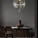 BRASS AND CLEAR GLASS BALL PENDANT LIGHT