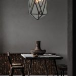 BRASS AND FLUTED GLASS GEOMETRIC PENDANT LIGHT