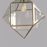 Brass And Clear Glass Geometric Pendant On Sale