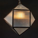 Brass And Ribbed Glass Geometric Pendant Light