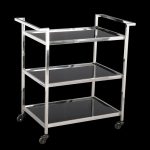 Industrial Style Steel And Black Glass Bar Trolley