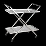 Modern Steel And Clear Glass Drinks Serving Trolley