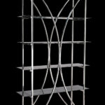 Steel And Black Glass Multi-Storage Rack