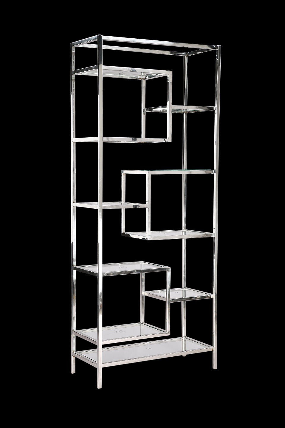 Luxurious Steel Frame And Glass Shelves Rack